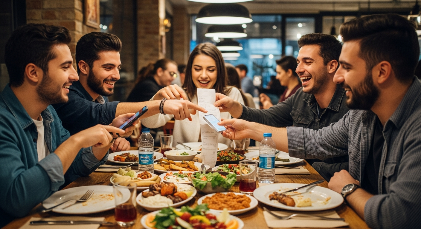 Arkadaşlar restoranda hesabı paylaşıyor